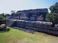 Back of the Palace of the Masks at Kabah - kabah mayan ruins,kabah mayan temple,mayan temple pictures,mayan ruins photos